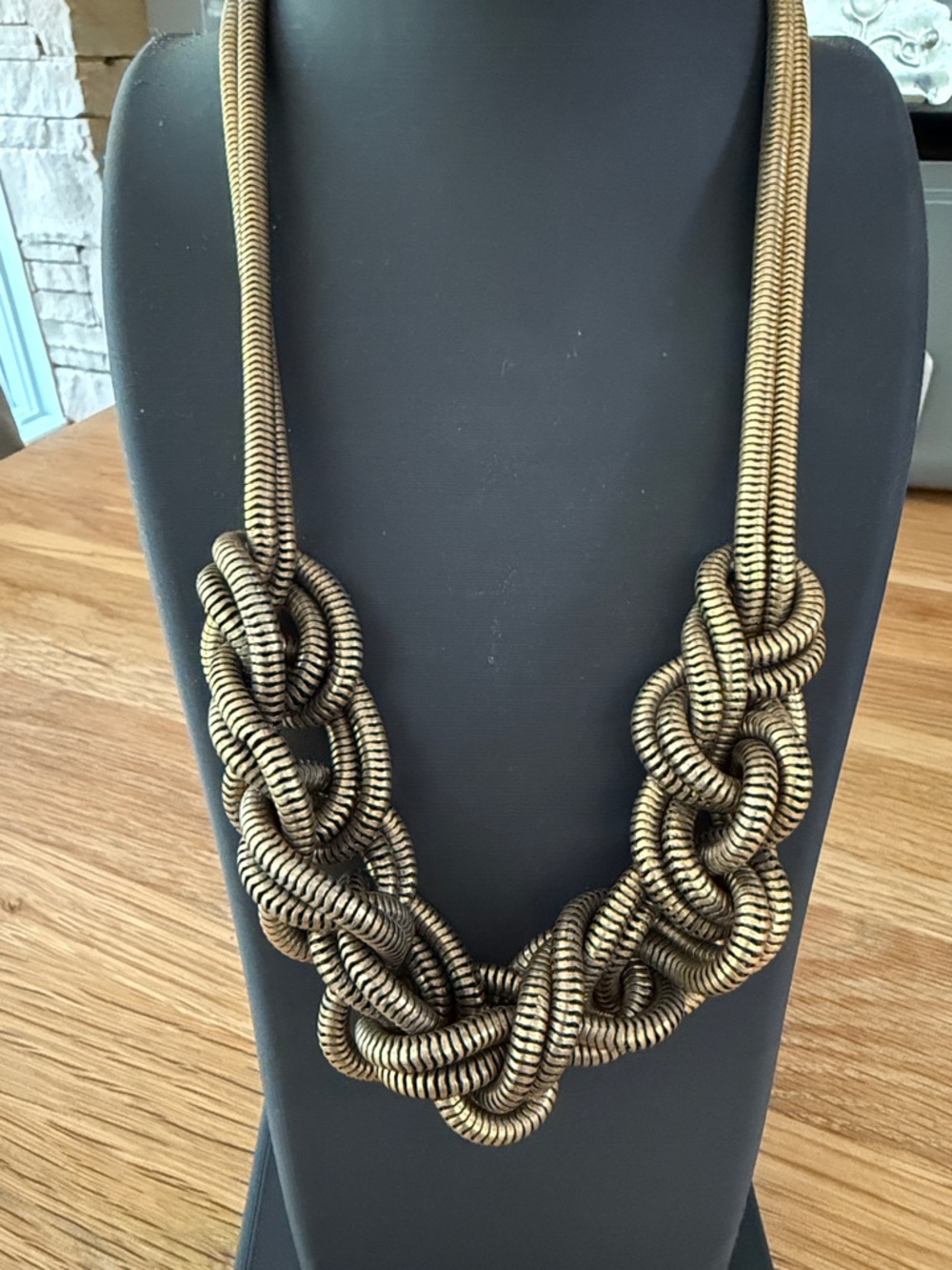 J. Crew Gold-Tone Knotted Statement Slinky Chain Adjustable Necklace 14-16”